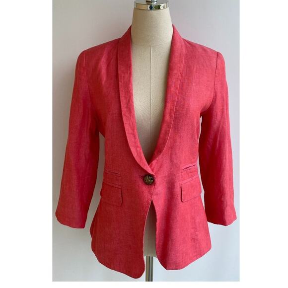 Smythe Classic Duchess Linen Blazer in Fuchsia sz 8 - Picture 2 of 12